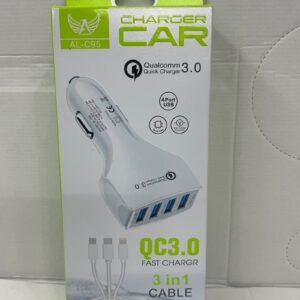 A-Carregador carro 3 saída USB e 1 cabo saída 3